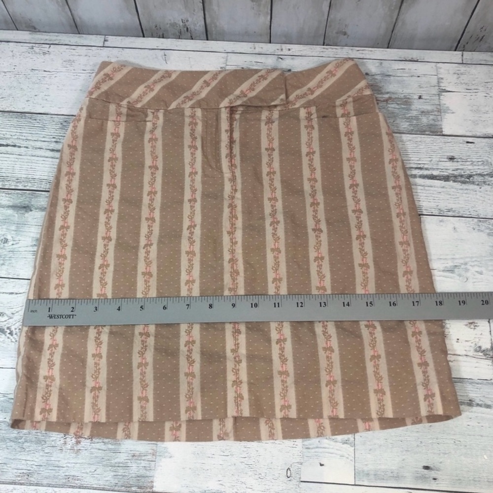 Ann Taylor Loft Floral Stripe Pencil Tan and Cream Skirt 0 - Picture 8 of 11